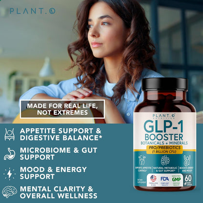 PLANT.O NUTRITION GLP-1 Supplement All in One Appetite Control Metabolic & Gut Support for Men and Women with Pre & Probiotics, Berberine, Cinnamon & Botanicals | 1 Billion CFU – 60 Veggie Capsules