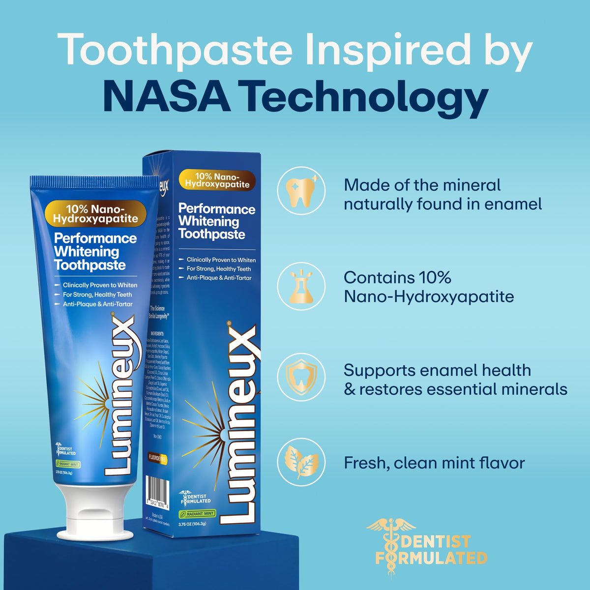 Lumineux 10% Nano Hydroxyapatite Whitening Toothpaste, 3.75 oz