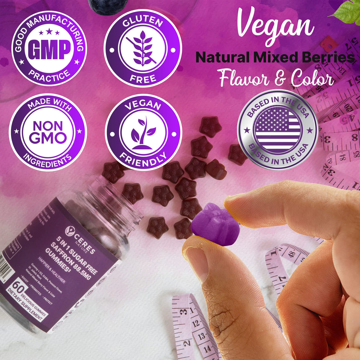 Premium Saffron Extract 88.5mg** Gummy - Appetite Control, Eye Support, Boost Energy