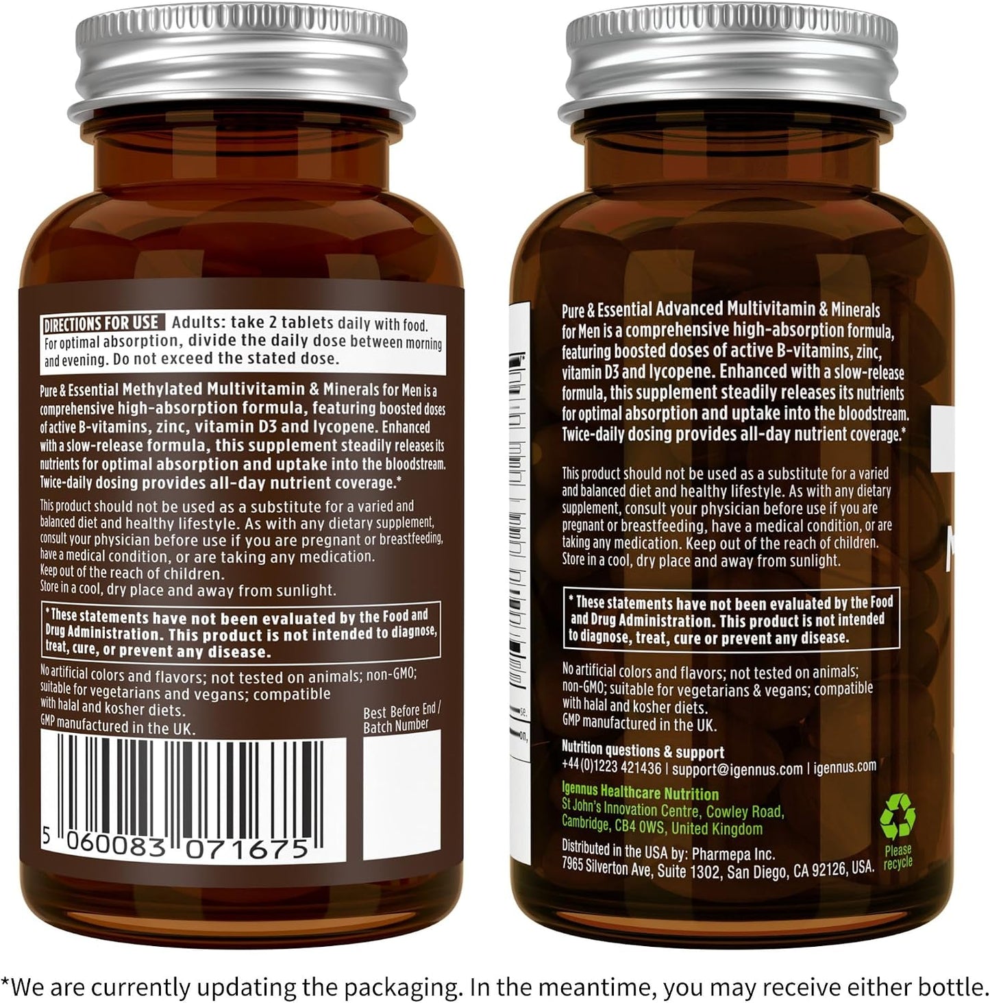 Neurobalance + Multivitamin & Minerals for Men Vegan Bundle, High Absorption Zinc, Magnesium & B6 Supplement + Sustained Release Multivitamin by Igennus