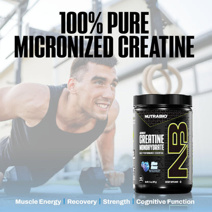 NutraBio Pure Micronized Creatine Monohydrate Powder Supplement, Unflavored, (300 g) - Supports Bulk Muscle Energy, Recovery, and Strength - HPLC Tested Creatine Powder Supplement for Men and Women