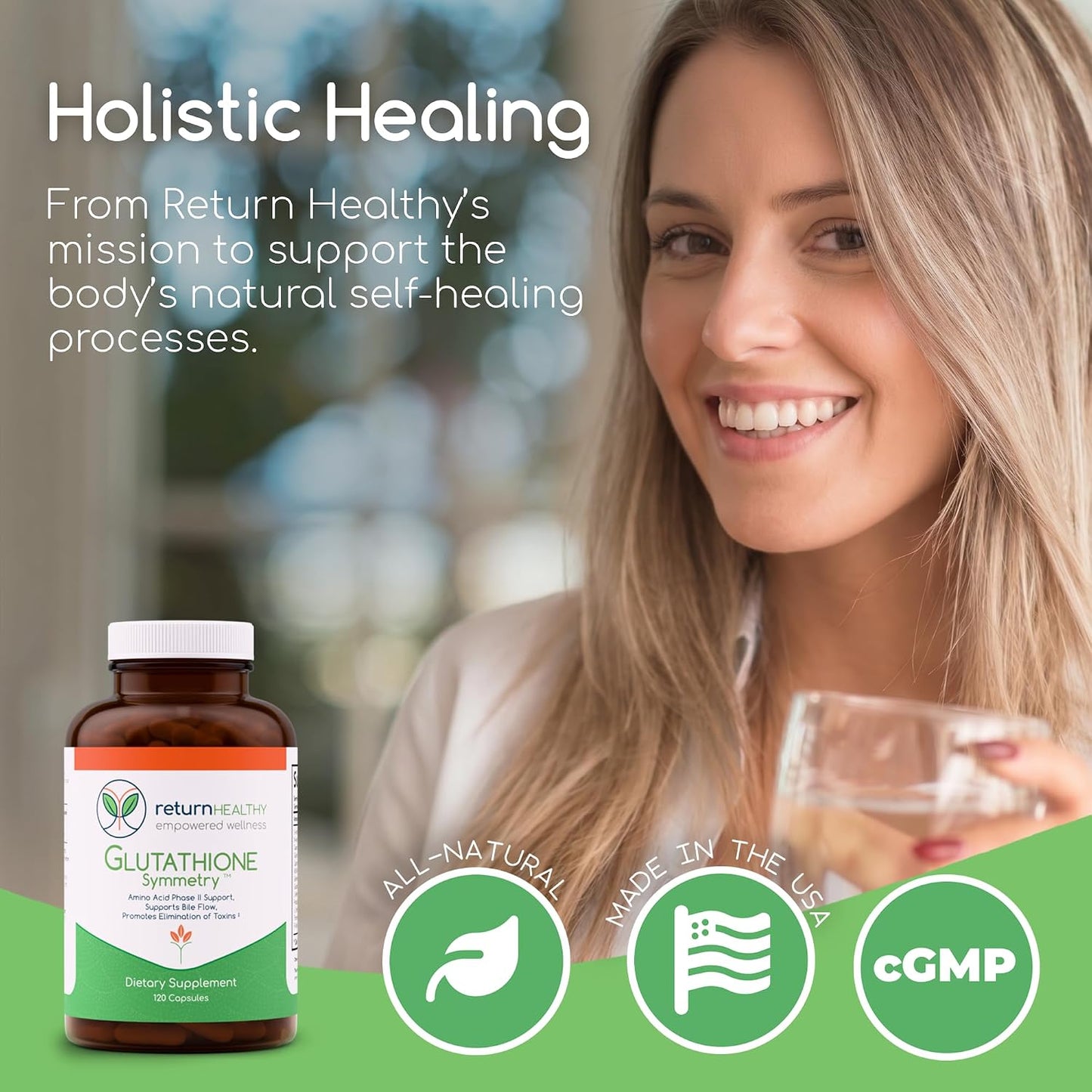 Glutathione Symmetry | S-Acetyl Glutathione Supplement | Antioxidants & Detoxification Supplement | Natural Cellular Support | All-Natural, Vegan, Non-GMO, 120 caps