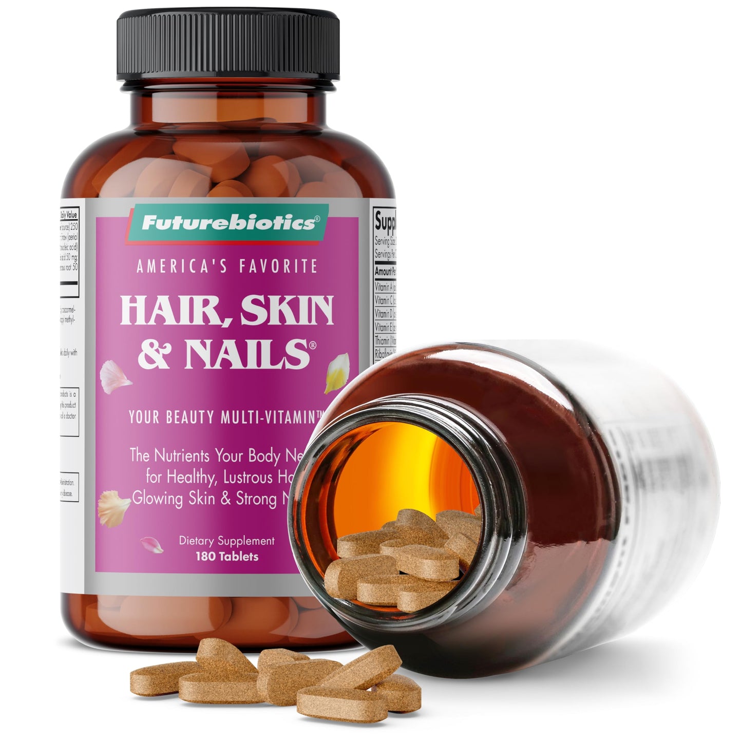 Futurebiotics Hair, Skin & Nails Beauty MultiVitamin with Biotin, Hair Vitamins and Skin Vitamins that Promote Healthy Hair and Nail, 180 Tablets