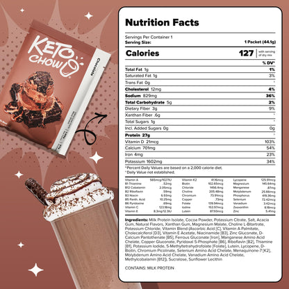 Keto Chow Chocolate Peanut Butter Meal Replacement Shake Powder, 1 Meal