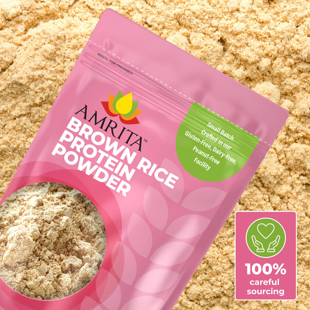 Amrita Brown Rice Protein Powder - Unflavored Vegan Protein Powder - Non-GMO, Gluten