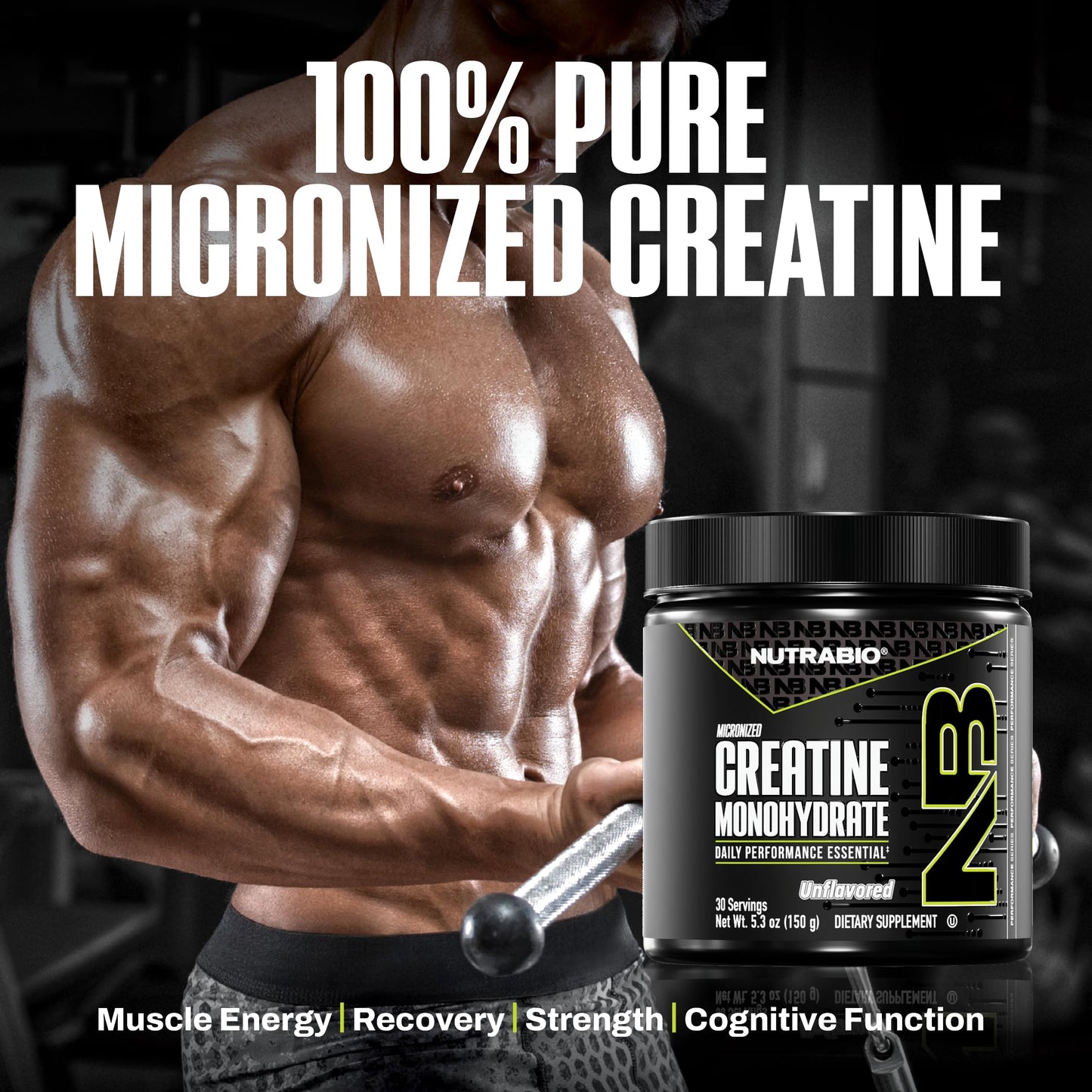 NutraBio Pure Micronized Creatine Monohydrate Powder Supplement, Unflavored, (300 g) - Supports Bulk Muscle Energy, Recovery, and Strength - HPLC Tested Creatine Powder Supplement for Men and Women