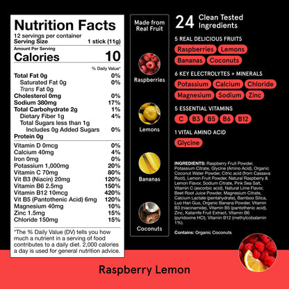 DryWater Electrolytes + Vitamins Hydration Packets, Mixed Berry 12 Pack