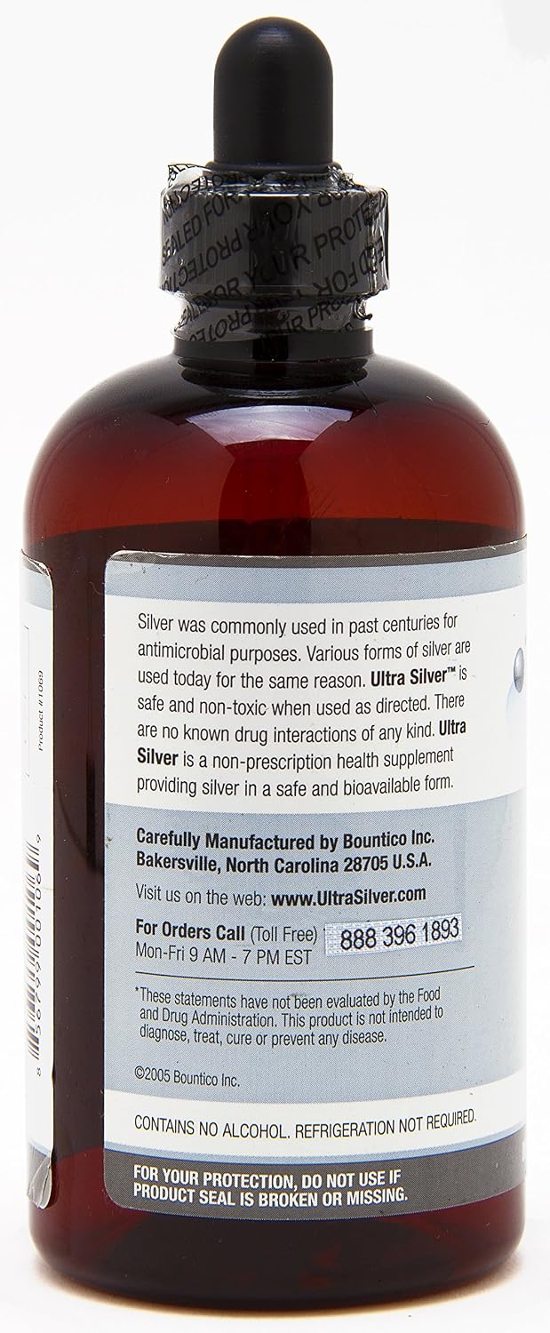 Ultra Silver® Colloidal Silver | 5,000 PPM, 8 Oz (236mL) | Ships as (2) 4 Ounce Glass Bottles | Mineral Supplement | True Colloidal Silver - with Dropper