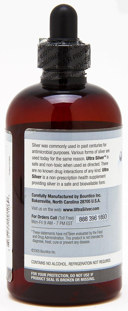 Ultra Silver® Colloidal Silver | 5,000 PPM, 8 Oz (236mL) | Ships as (2) 4 Ounce Glass Bottles | Mineral Supplement | True Colloidal Silver - with Dropper