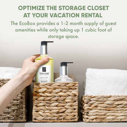 Terra Pure 1-Shoppe 30 Piece Ecobox All-In-Kit | Green Tea Soap | 12 Shampoo, 6 Conditioner