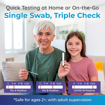 INDICAID COVID-19/Flu A&B 3-in-1 Antigen Test, Covid Flu Test Combo Kit, Accurate Results in 10 Minutes, Made in USA, 2 Tests Easy to Use at Home, School, Working Place, FSA/HSA Eligible | Covid Flu Home Test,