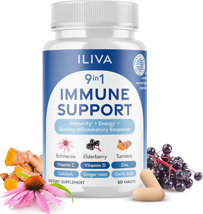 by INDICAID 9-in-1 Immune Support Supplement: Boost Respiratory Immunity with Clean Recipe of 9 Ingredients. Made in US by NSF Certifed Manufacturer. 60 Tablets. Feel the Difference in 30 Days