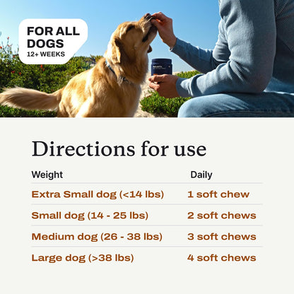 PetLab Co. Skin & Coat Chews for Dogs, 30 Soft Chews, Pork | Omega 3-6, apple cider vinegar and vitamin E to support skin moisture and a shiny, healthy coat