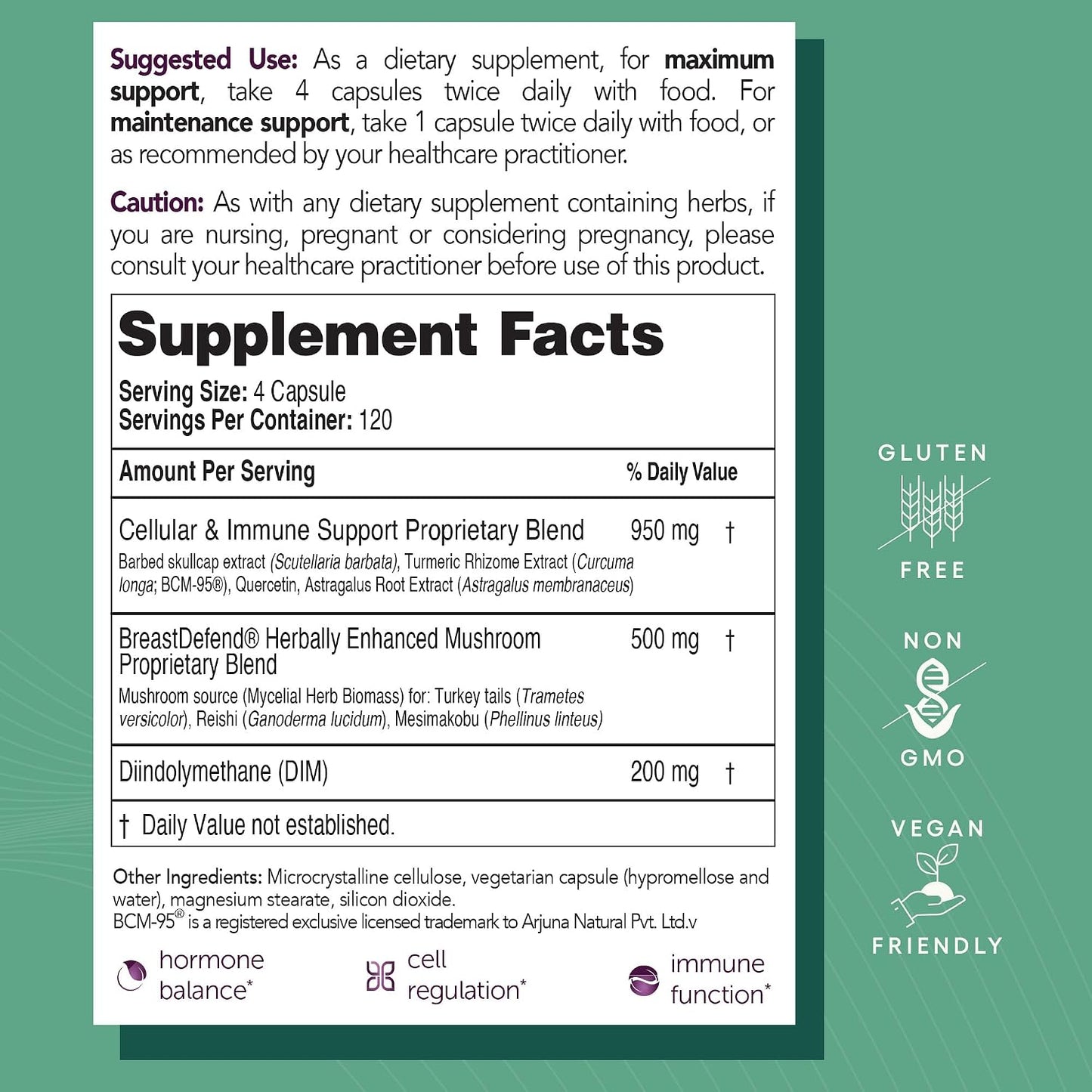 EcoNugenics Promotes Breast Health & Cellular Support - BreastDefend 120 Capsules + PectaSol-C Modified Citrus Pectin 454 Grams Bundle