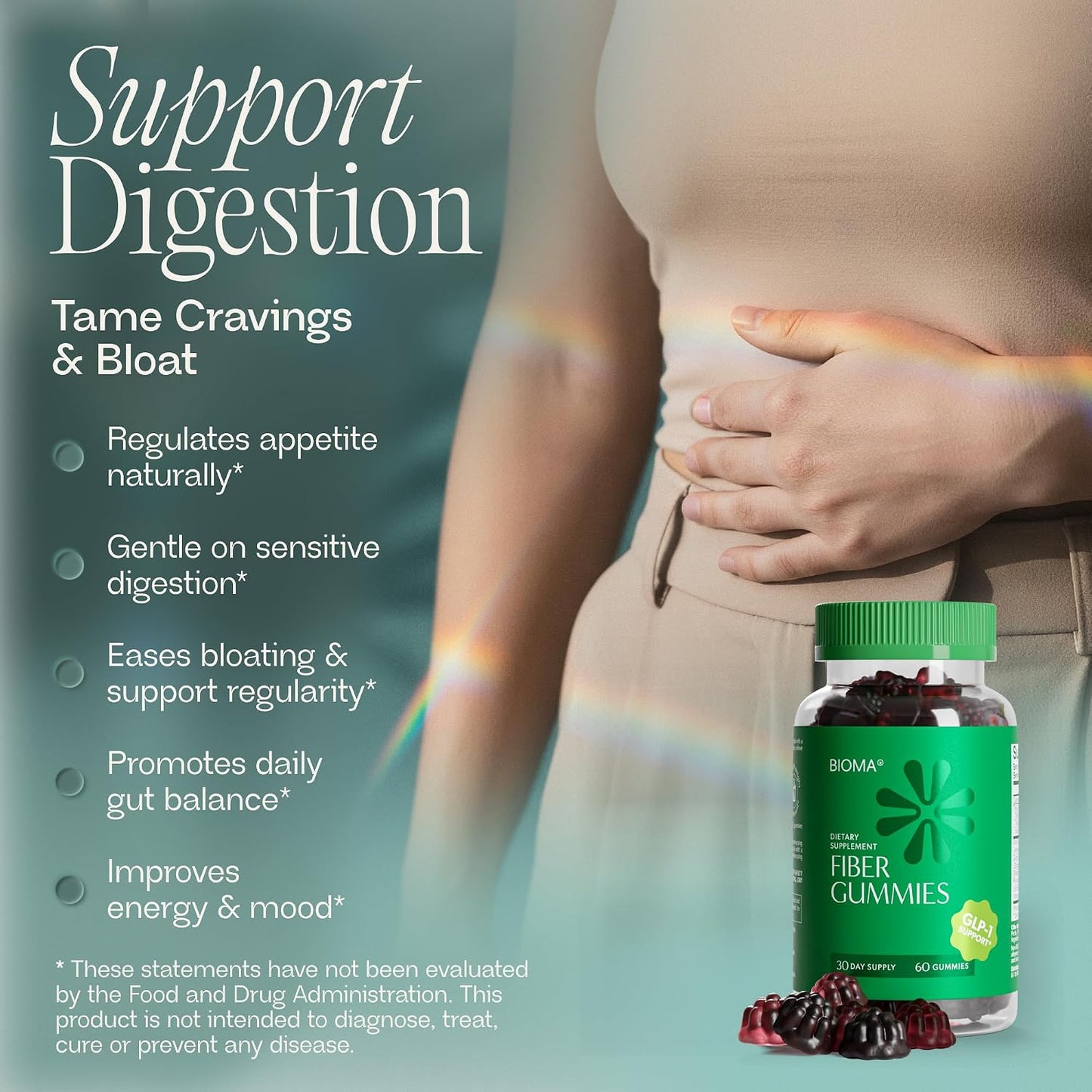 BIOMA Gut Health Bundle – Probiotics + GLP-1 Fiber Gummies for Women – Daily Digestive & Bloating Support with Prebiotic FOS Fiber, Bifidobacterium & Tributyrin – Vegan, Sugar Free, Gluten Free