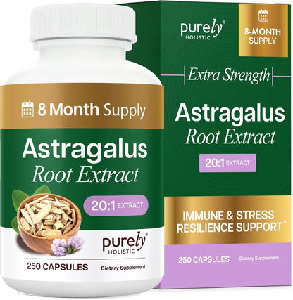 Astragalus Root, 8 Month Supply, Immune Support, 20:1 Astragalus Extract | 20:1 Astragalus Extract, 70% Polysaccharides, High-Concentration Adaptogen Support for Energy & Vitality, Vegan, 250 Capsules