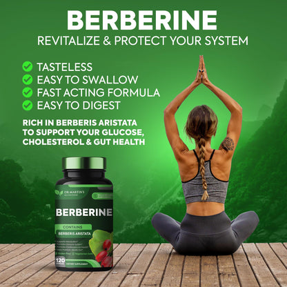 Potent 1200mg Berberine Supplement | 120 Capsules | Berberine HCL Supplement For Healthy
