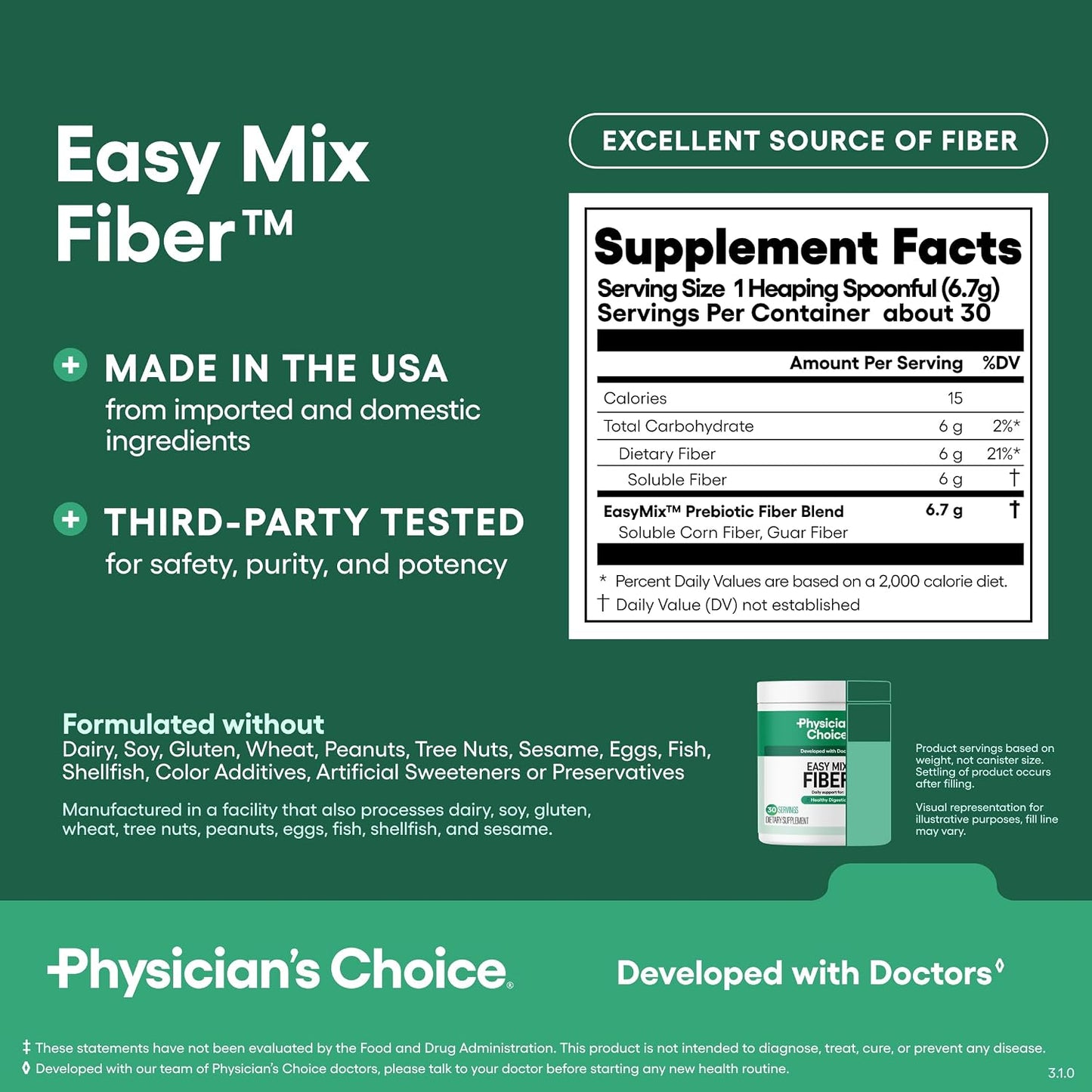 Physician's CHOICE Women's Probiotic 30 Count + Easy Mix Fiber Bundle