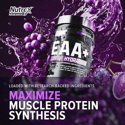 Nutrex Research EAA Hydration | EAAs + BCAA Powder | Muscle Recovery, Strength, Muscle Building, Endurance | 8G Essential Amino Acids + Electrolytes | Strawberry Watermelon 30 Serving