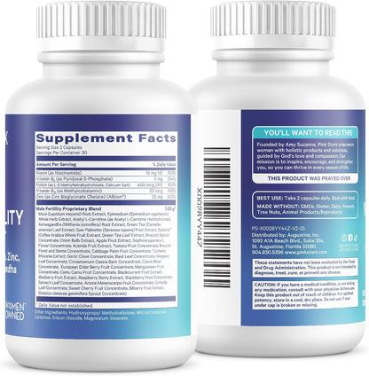 Pink Stork BlueStork Men's Fertility Support - Supports Conception for Him - Male Prenatal Vitamins with Maca Root, Ashwagandha, Folate, B12 - Sperm Heath, Drive, Motility - 60 Capsules