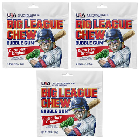Big League Chew Original - Chewing Bubble Gum Pack of 3, 2.12 oz