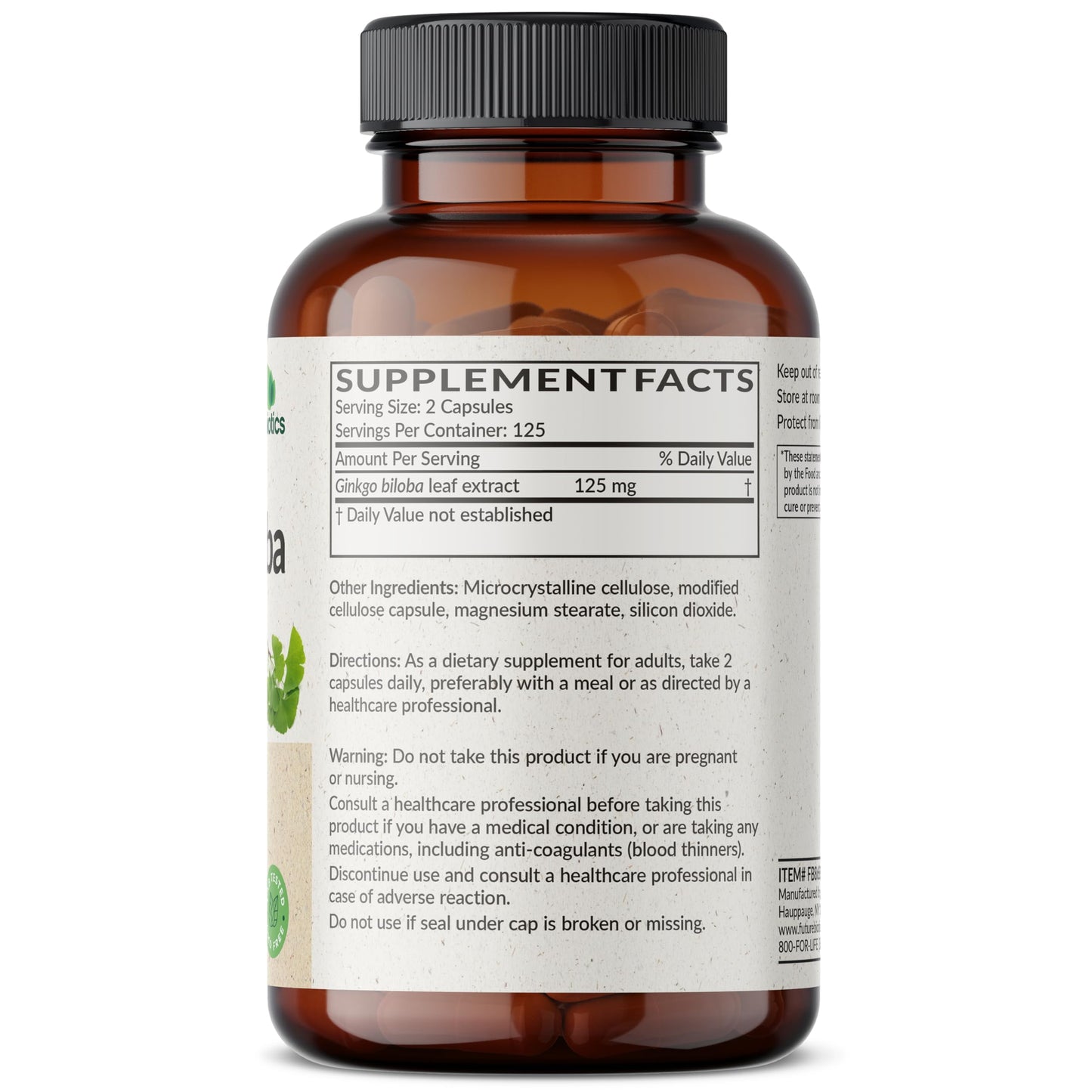 Futurebiotics Ginkgo Biloba Extra Strength Supports Brain Function & Memory Support, 120 Vegetarian Capsules