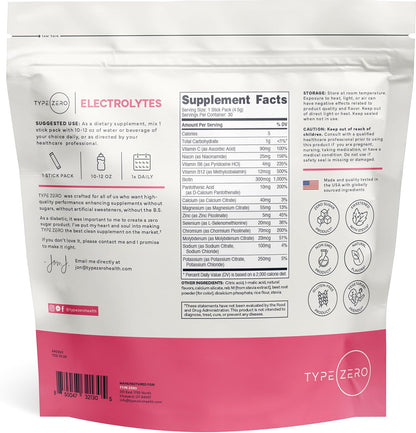 Type Zero Sugar Free Electrolyte Packets (Watermelon) 30 Stick Packs