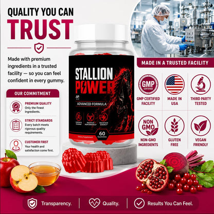 Stallion Power Gummies for Men, Male Support Supplement 5-Pack, 300 Gummies