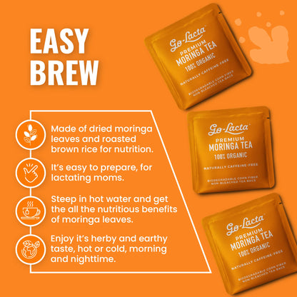 Go-Lacta Premium Organic Moringa Tea for Breastfeeding Moms to Increase Breast Milk