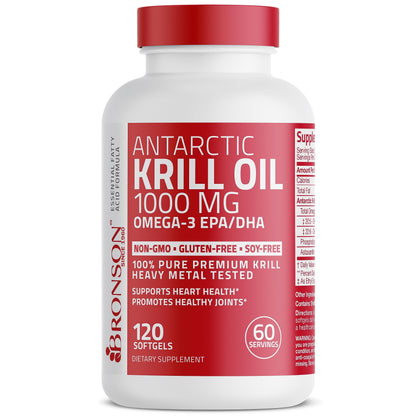 Bronson Antarctic Krill Oil 1000 mg with Omega-3s EPA, DHA, Astaxanthin and Phospholip
