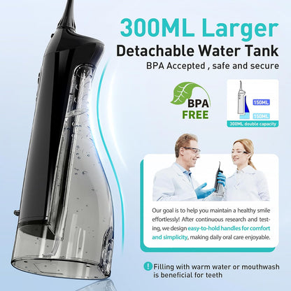 COSLUS Water Dental Flosser Teeth Pick: Portable Cordless Oral Irrigator + Whitening Water Flosser Replacement Tips with 60 Pcs Mint Refills: Compatible with C20 (F5020E) & E40 (WFP14)