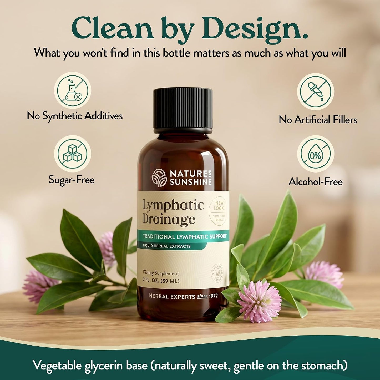 Nature's Sunshine Lymphatic Drainage Drops with Cleavers Extract - 60 Serv. | Herbal Lymphatic Support Supplement Complex for Lymph Drainage, Red Clover, Red Root & Prickly Ash Bark for Lymph System Flow