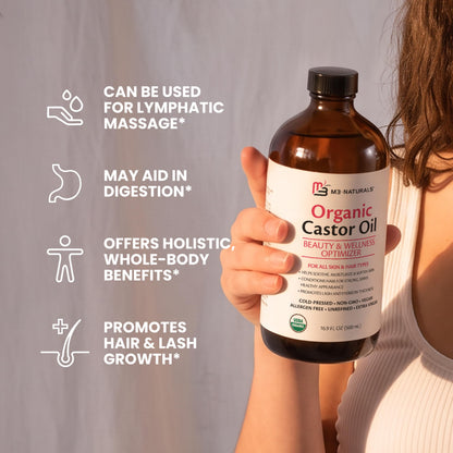 Organic Castor Oil Roll On - Extra Virgin, Unrefined & Hexane-free (3oz)