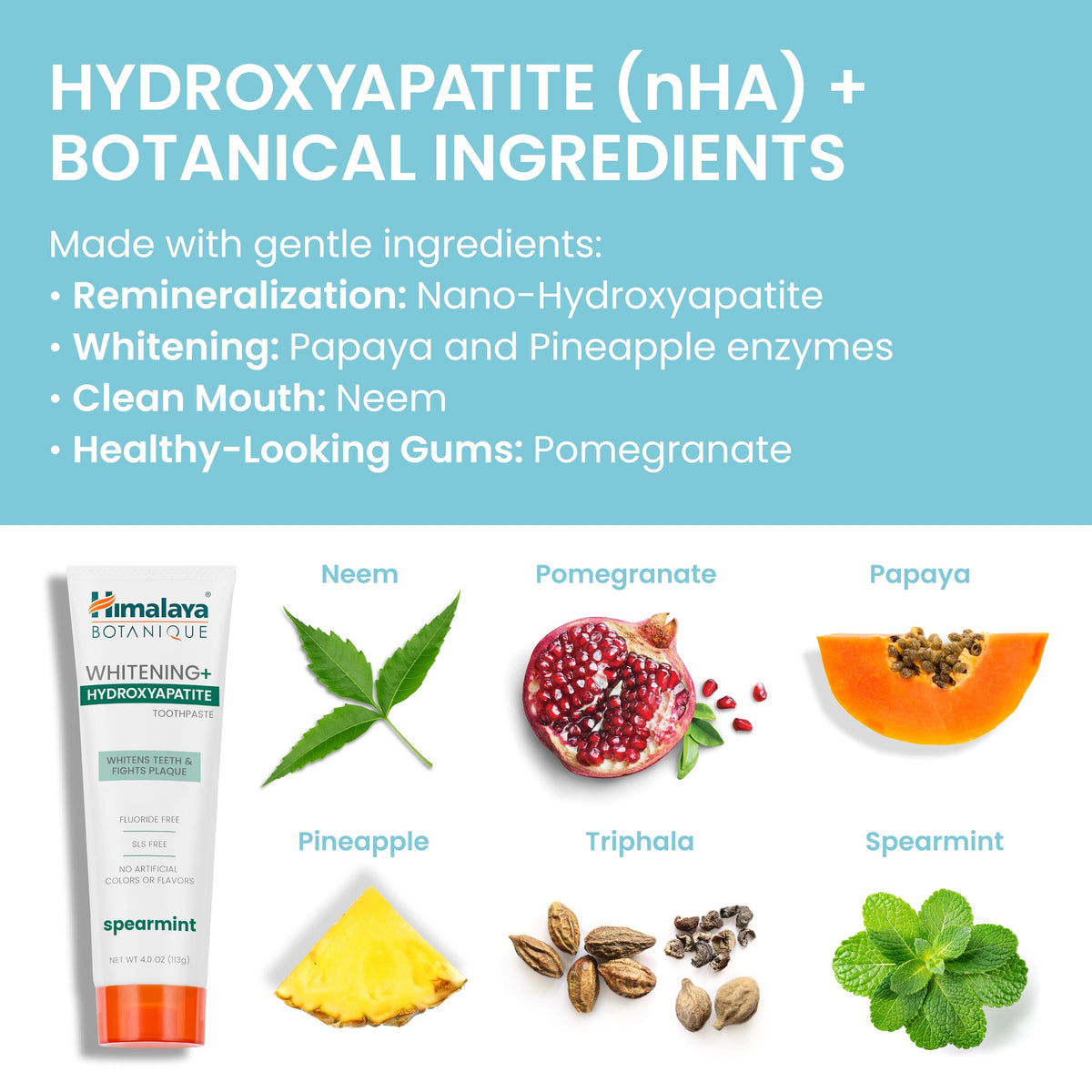 Himalaya Botanique Whitening+ Nano Hydroxyapatite Toothpaste, Mint, 4 oz
