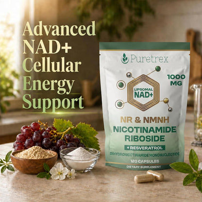Liposomal NAD+ Supplement 1000mg NR & NMNH with Trans-Resveratrol, Quercetin Phytosome, CoQ10 Ubiquinol, Fisetin, Pterostilbene, R-ALA, TMG, BioPerine, Astaxanthin, 120 Vegan Capsules