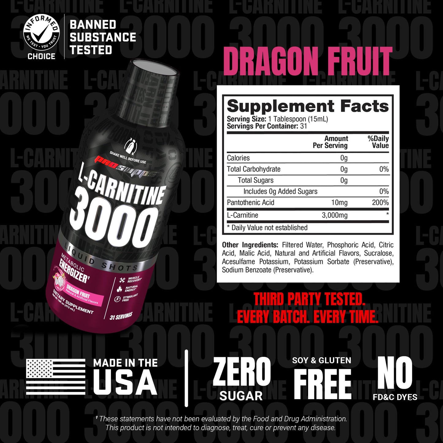 ProSupps L-Carnitine Liquid 3000, Stimulant-Free Liquid Shots for Men & Women - Clean Workout Drink for Energy, Performance & Muscle Recovery - No Sugar, No Carbs - 31 Servings, Berry