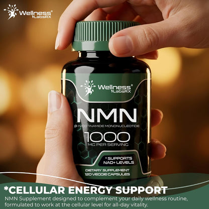 NMN Supplement 1000mg Pure Organic Nicotinamide Mononucleotide - NMN NAD Supplement for Anti-Aging, Longevity, Cellular, and Energy Supplements – Suitable for Women and Men Energy Support - 120 Count