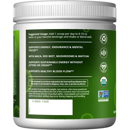 MRM Nutrition Organic Pre-Workout Powder | Black Cherry Flavored | Superfoods