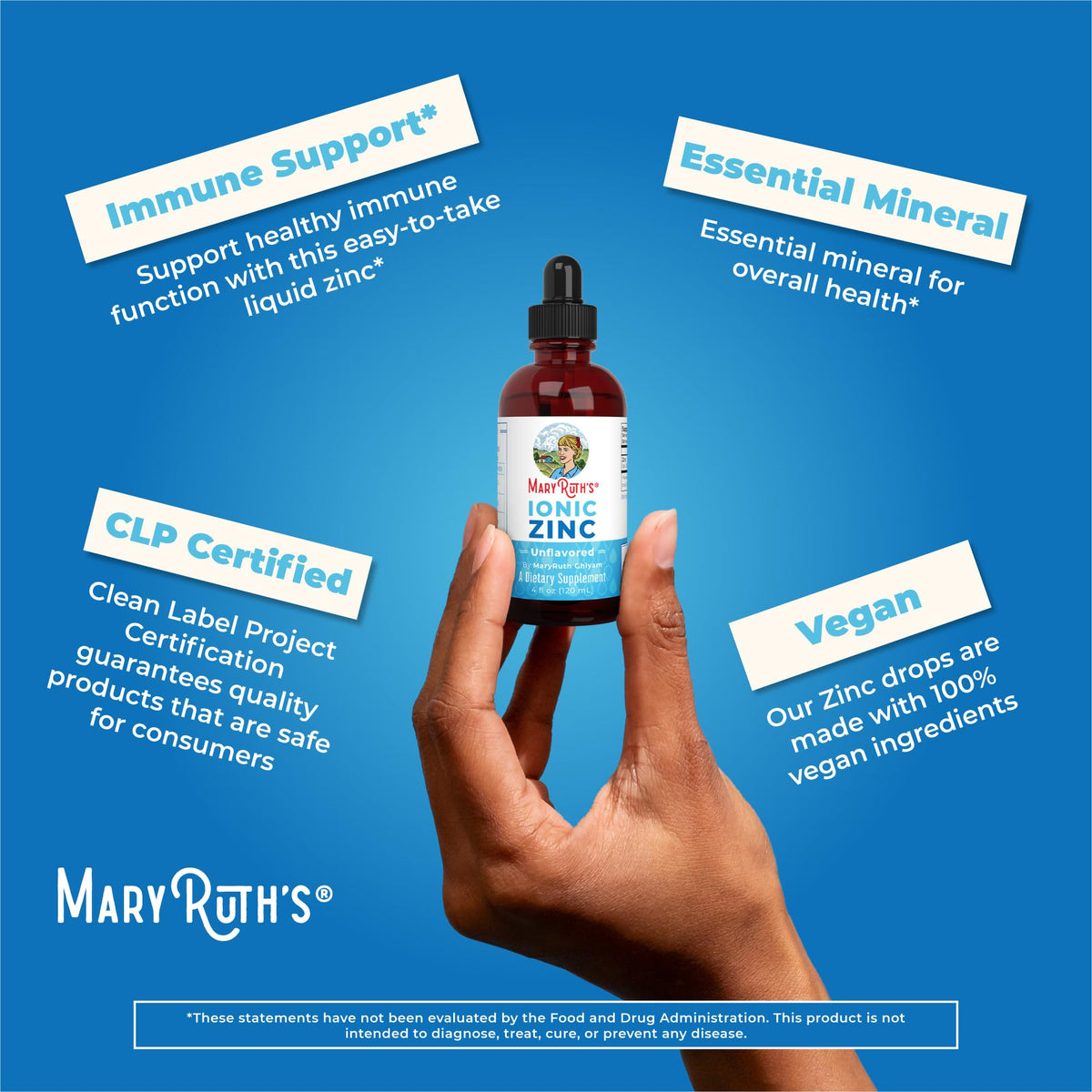 MaryRuth Organics Zinc Supplements for Immune Support, Ionic Zinc for Kids & Adults