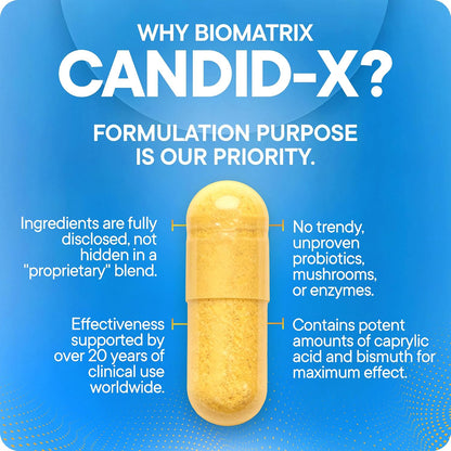 BioMatrix Candida Cleanse, Gut Health Supplement with Berberine, Oregano, Sodium Caprylate, Chamomile, Ginger, PAU D'arco | Candid-X, 90 Capsules