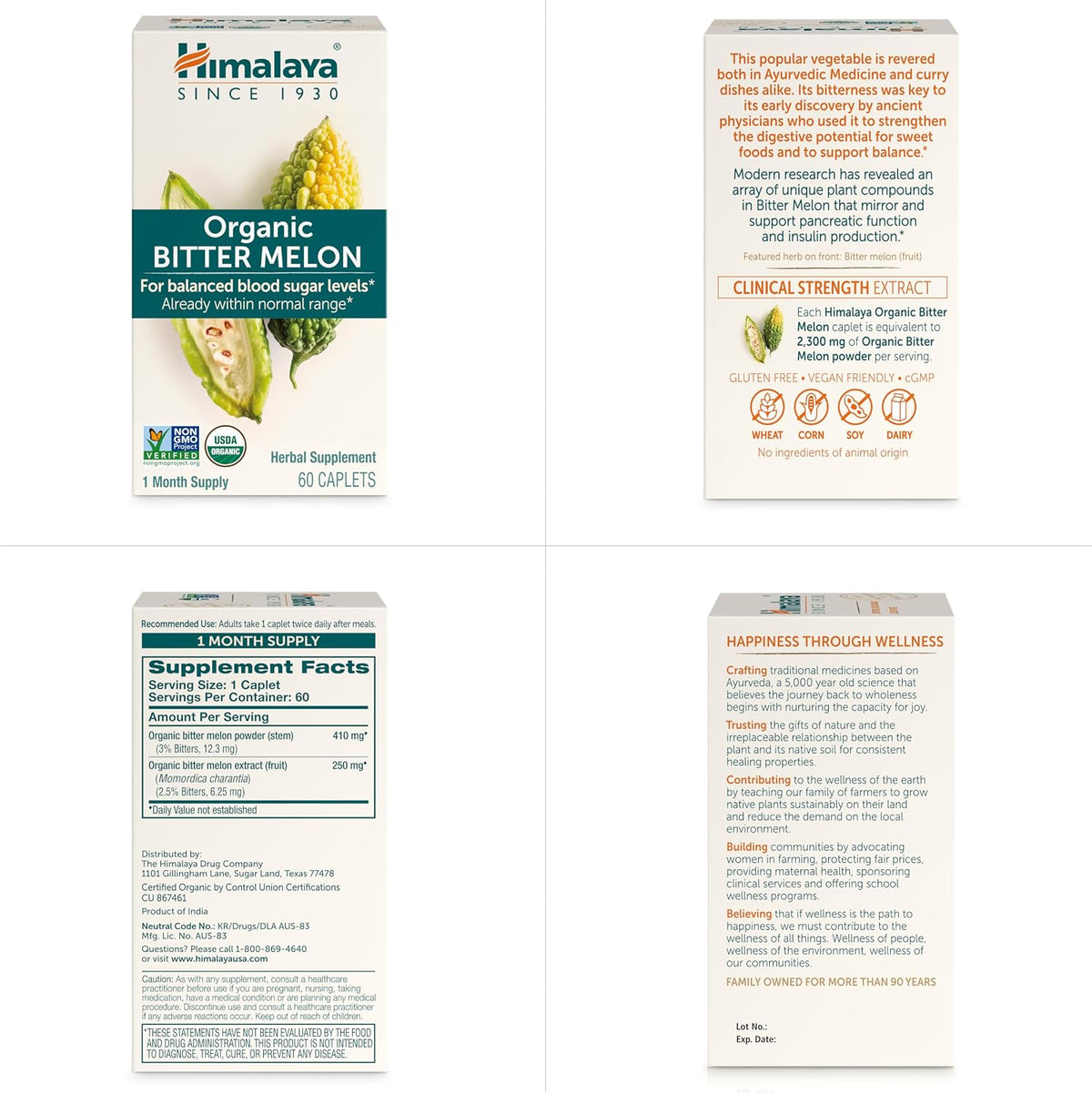 Himalaya USDA Organic Bitter Melon Capsules, 660 mg, 60 Caplets