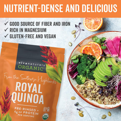 Viva Naturals Organic Quinoa, 4 lb – Pre-Washed Whole Grain, Plant Protein, USDA Organic, Gluten-Free, Non-GMO, Vegan, Kosher Rice and Pasta Substitute