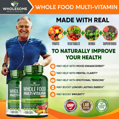 Multi Collagen Protein Powder Hydrolyzed (Type I II III V X) + Whole Food Multivitamin for Men - Natural Multi Vitamins, Minerals, Organic Extracts Bundle