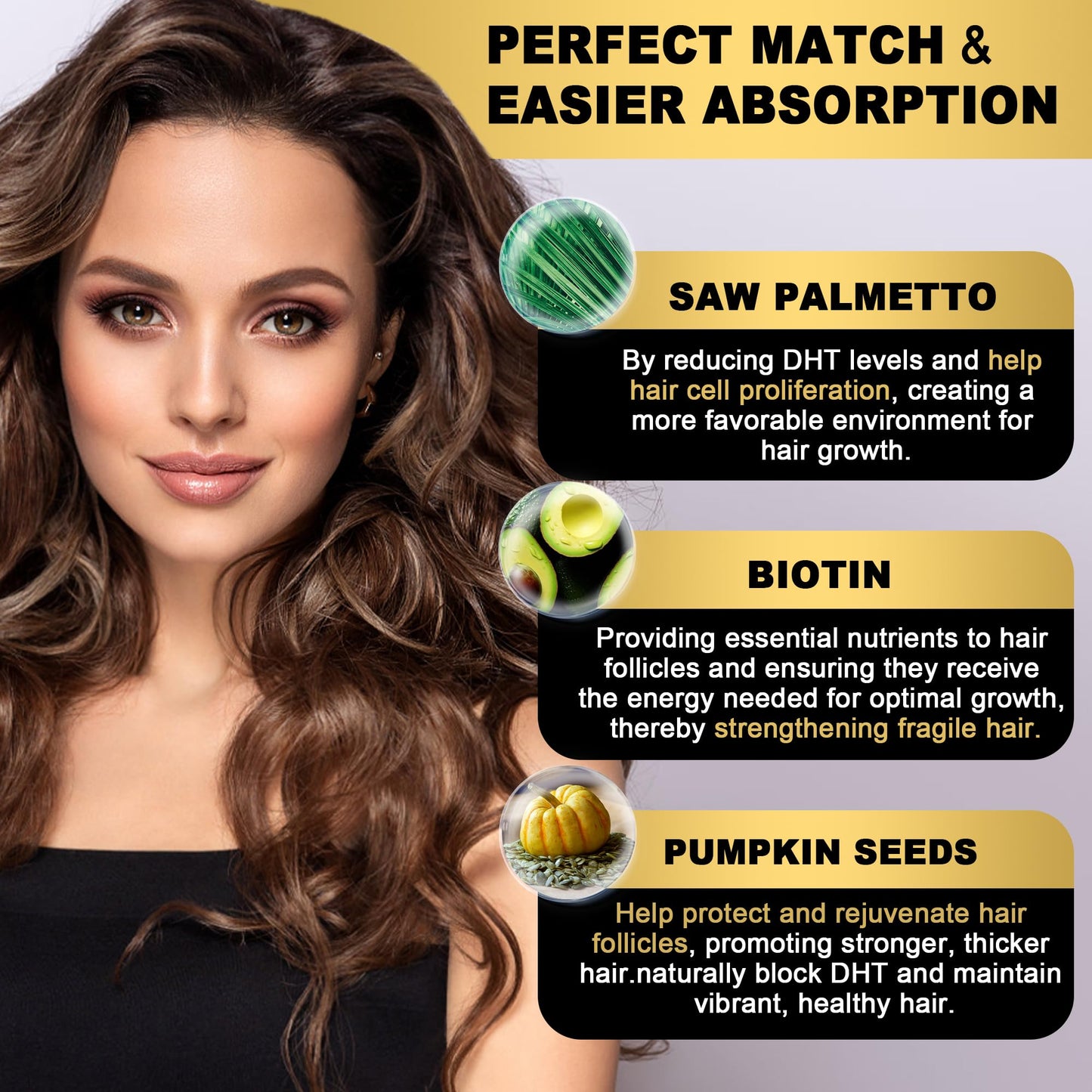 DHT Blocker Gummies Hair Growth Supplement, Super Potency Saw Palmetto & Biotin 10000 mcg for Women & Men, Plus 12 Proprietary Blend - Prevent Hair Loss, Blocking DHT Receptors, Balance