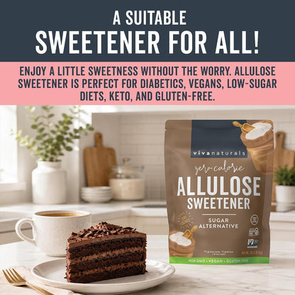 Viva Naturals Allulose Sweetener, 3 lb – Zero Calorie Sugar Alternative, Clean Sweet Taste, No Aftertaste, Ideal for Baking & Sweetening, Keto Friendly, Non-GMO