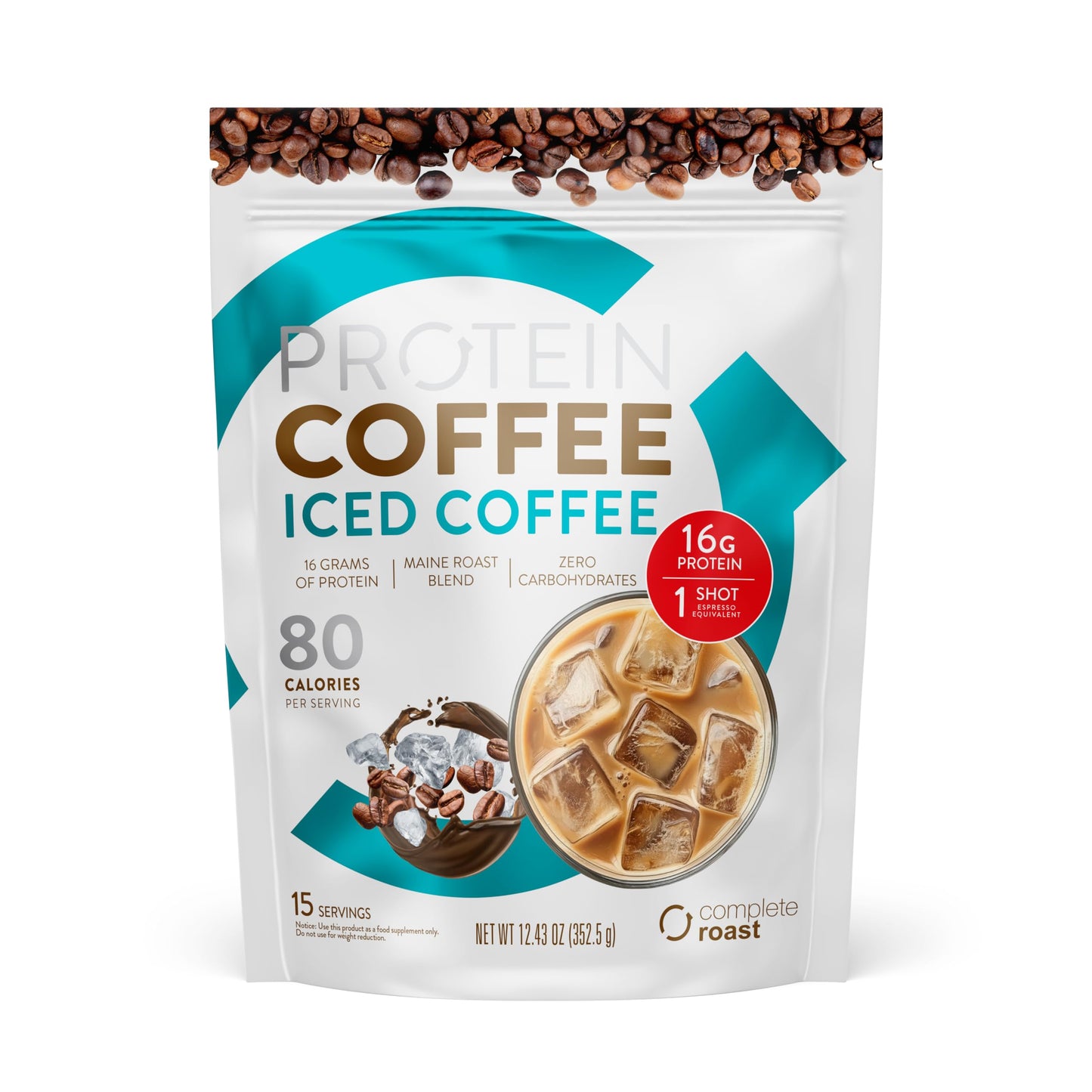 High Protein Complete Roast French Vanilla Coffee, 16 g of Quality Protein, 0 g Carbs, Zero Sugar, 1 Shots of Espresso, Keto Friendly, All Natural, 15 Servings, 12.7 Oz