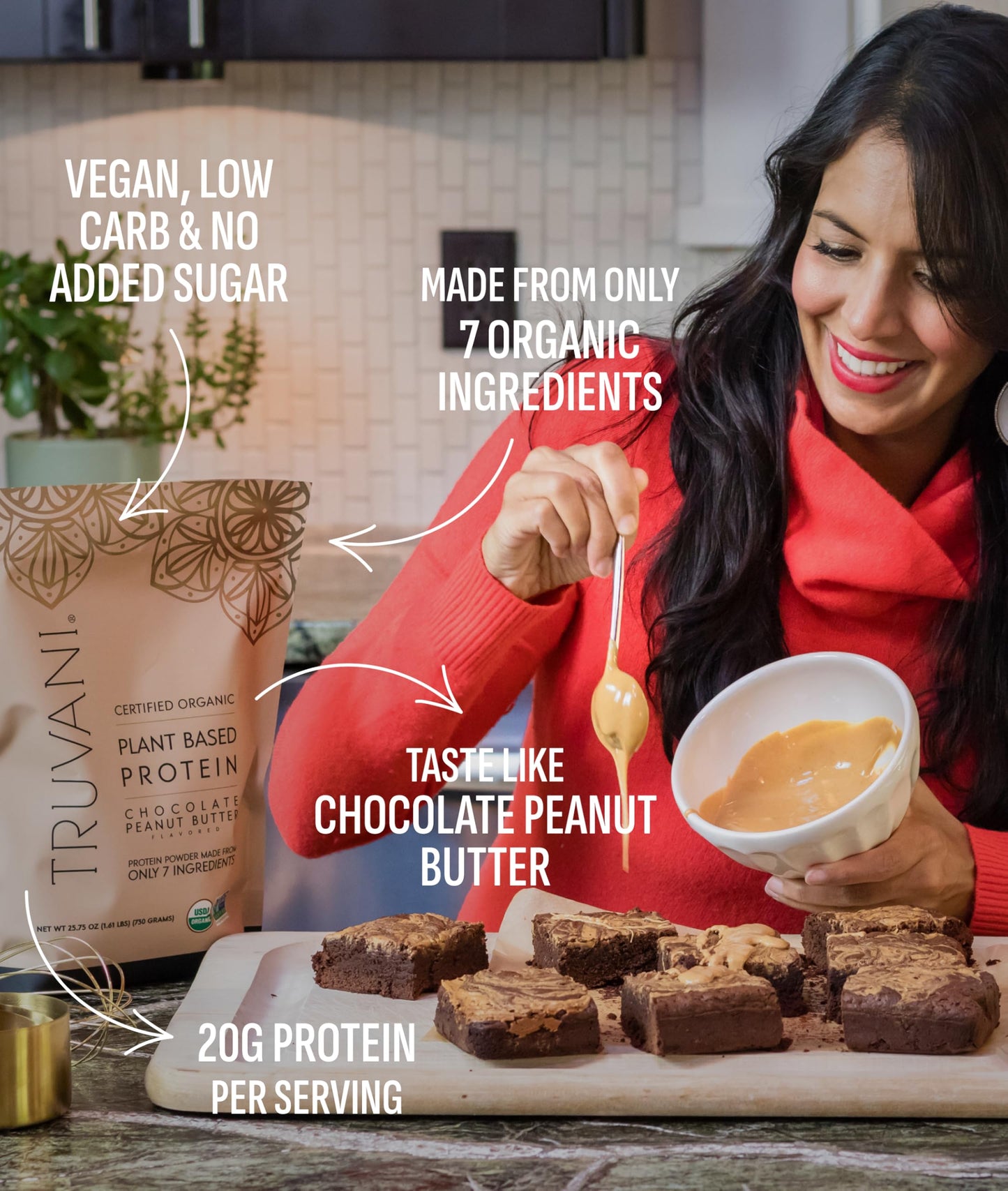 Truvani Organic Plant Based Protein Powder | Vanilla | 18 Servings | Vegan | 20g Pea Protein | Keto | Gluten & Dairy Free | Low Carb | No Added Sugar