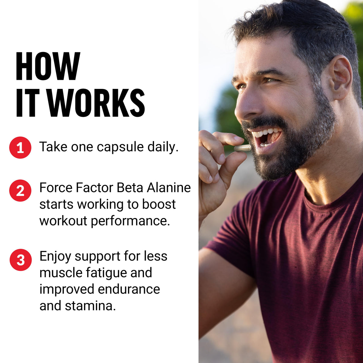 FORCE FACTOR Beta Alanine Capsules, Beta-Alanine Endurance Supplement to Boost Performance & Reduce Fatigue, Clinical Dose, Premium Quality, Vegan, Non-GMO, 120 Capsules
