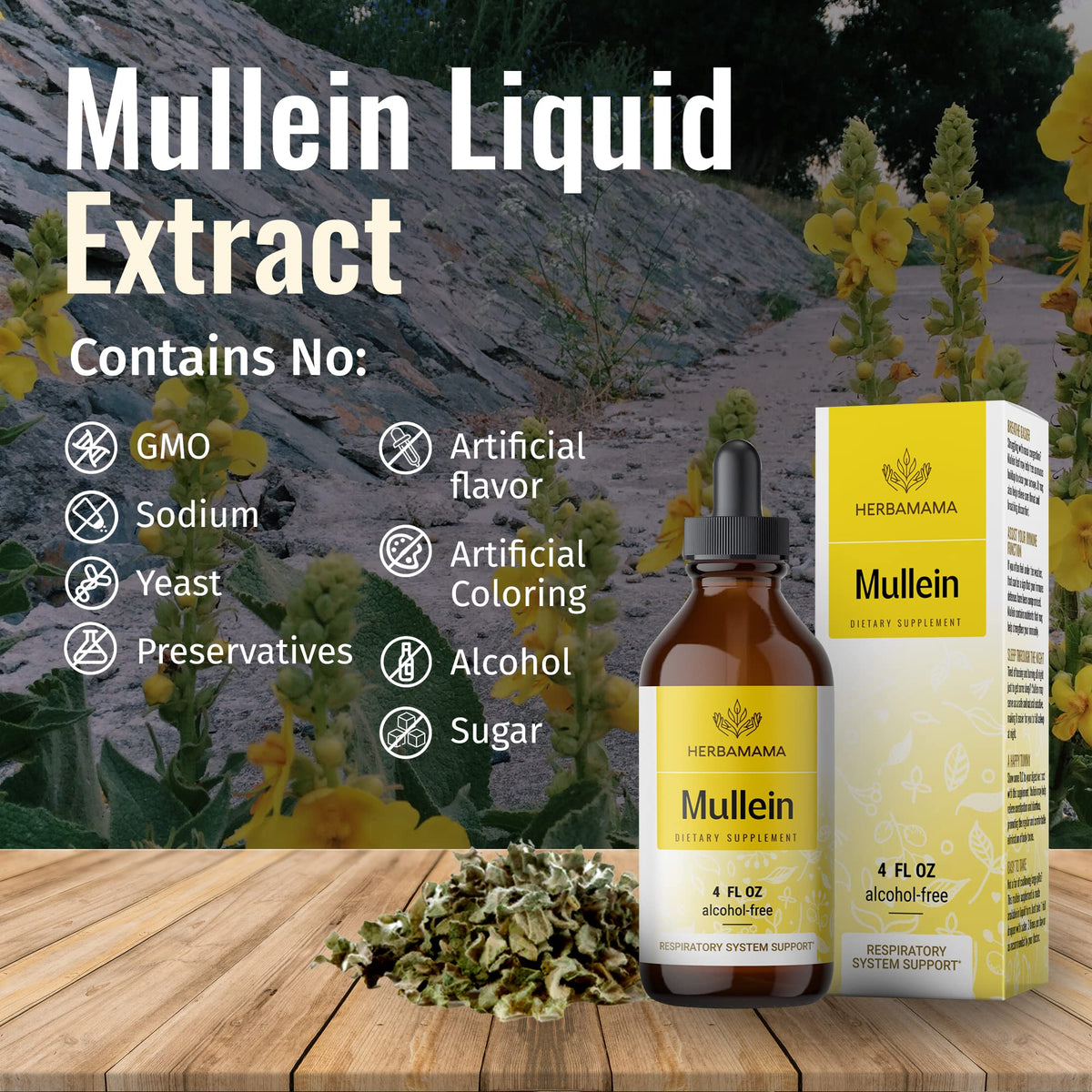 Mullein Leaf Tincture - Lung Cleanse - Vegan Mullein Drops - Lung Detox