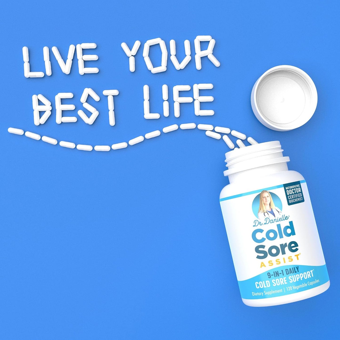 Best Cold Sore Supplement with Lysine and Lemon Balm - Dr. Danielle Cold Sore Assist - 120 Capsules